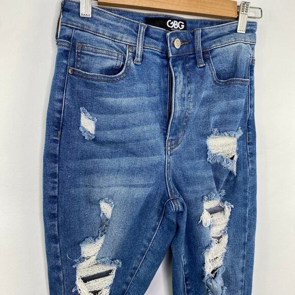 GBG Los Angeles High Rise Blue Distressed Denim Skinny Jeans Women's Size 26 - Picture 4 of 8